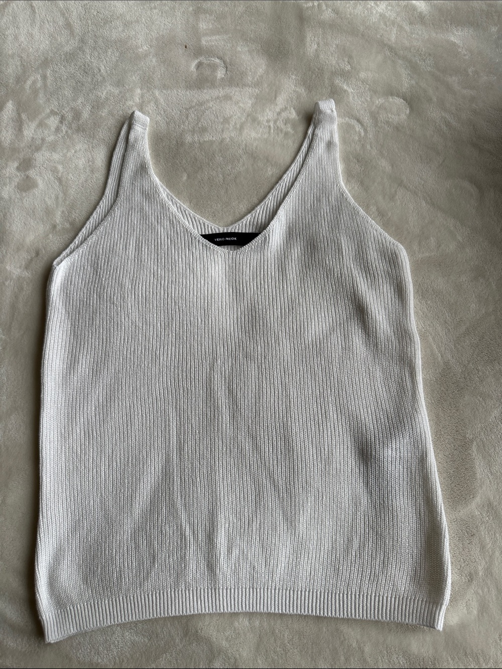Vero Moda Crisp White Ribbed V-Neck Tank